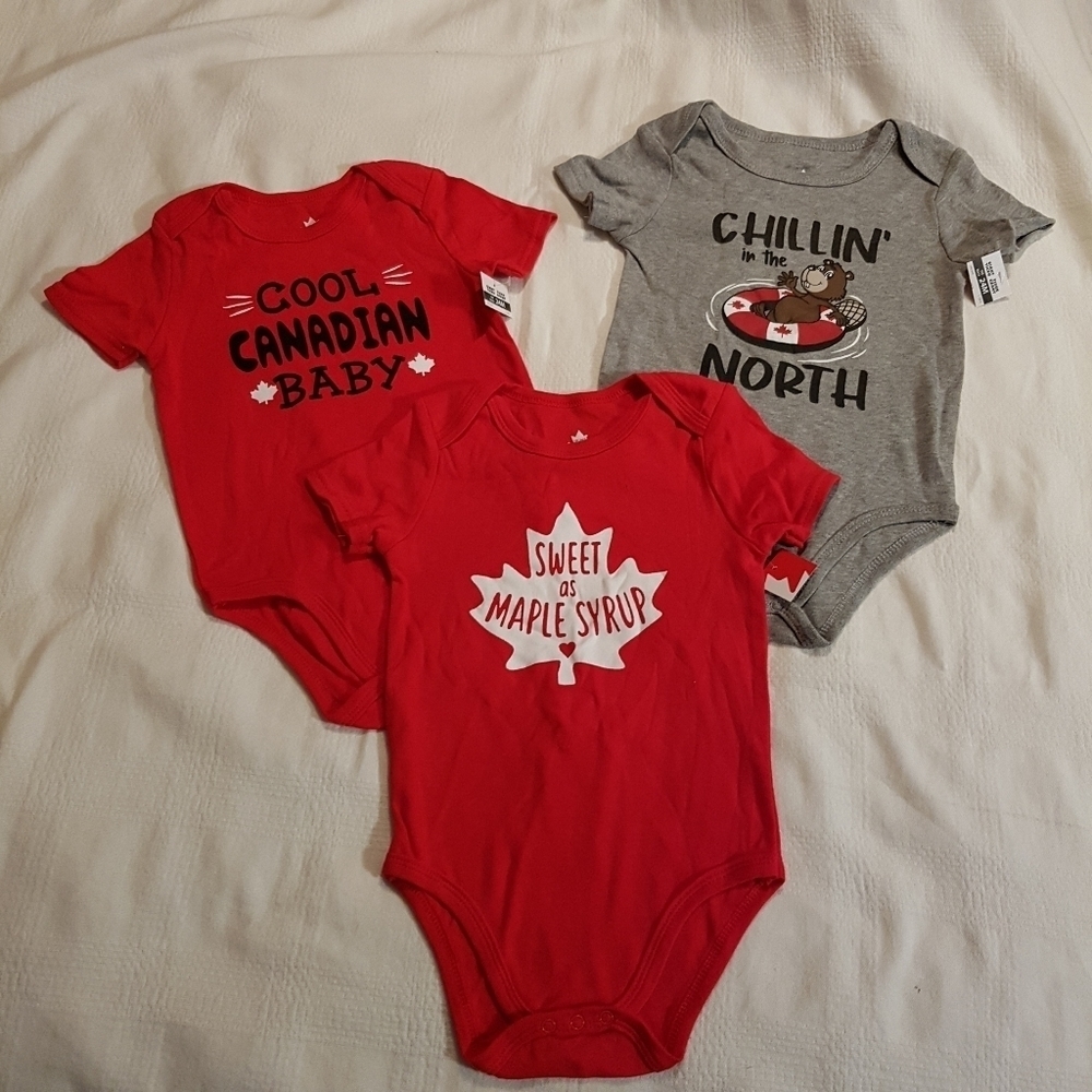 Canada Day 3 bodysuits 24 months undershirt NWT